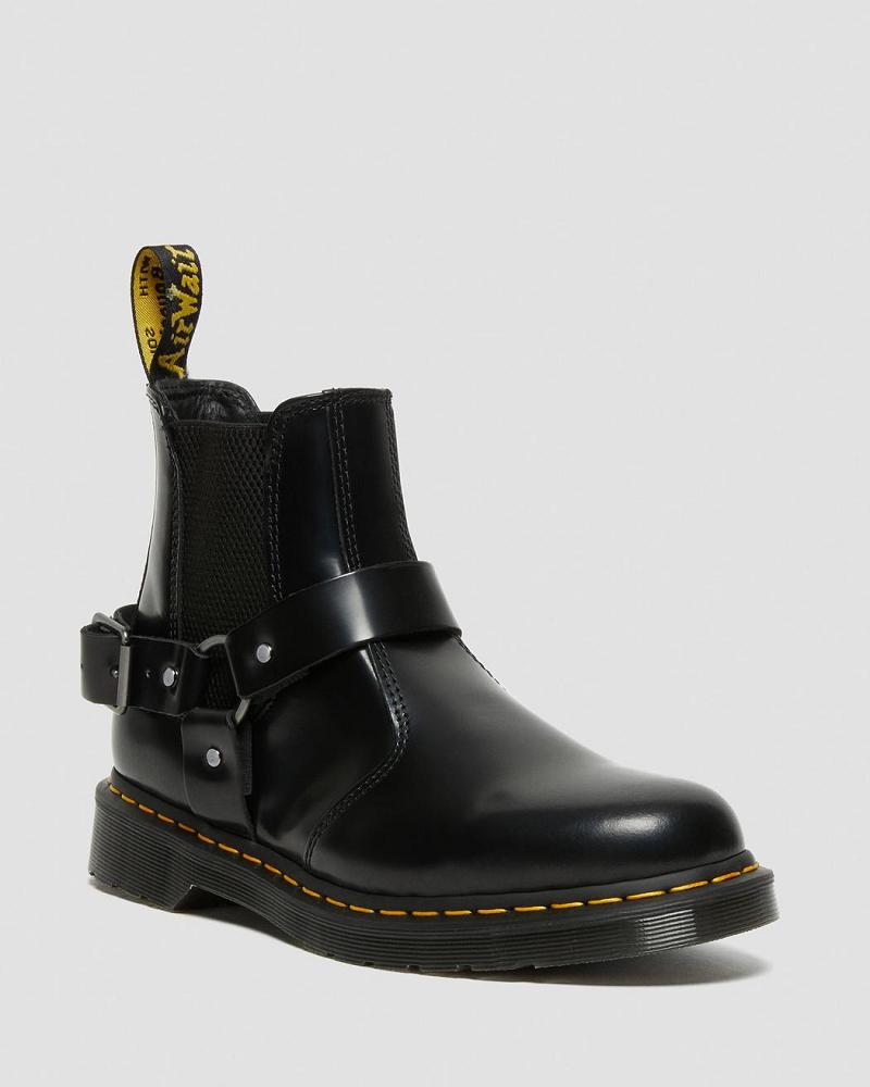 Dr Martens Wincox Smooth Leren Gesp Enkellaars Dames Zwart | NL 691BEX